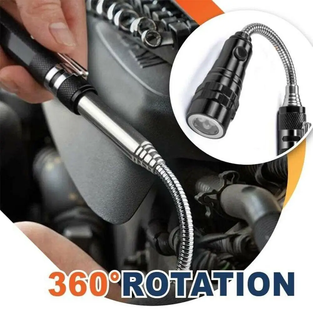 

Telescopic LED Car Inspection Lights Picker Bottom Bending Magnet Lamp Camping Flashlight Hose Waterproof Tail Pull Suction L9H8