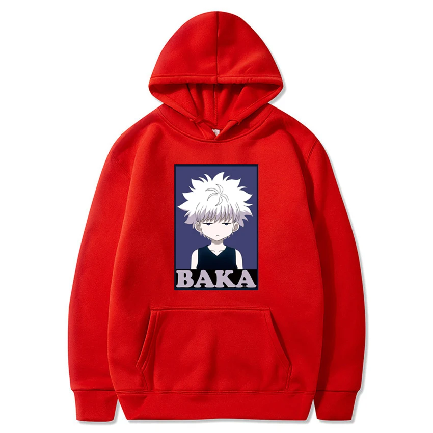 Худи в японском стиле аниме Hunter X Killua Baka модные мужские флисовые свитшоты