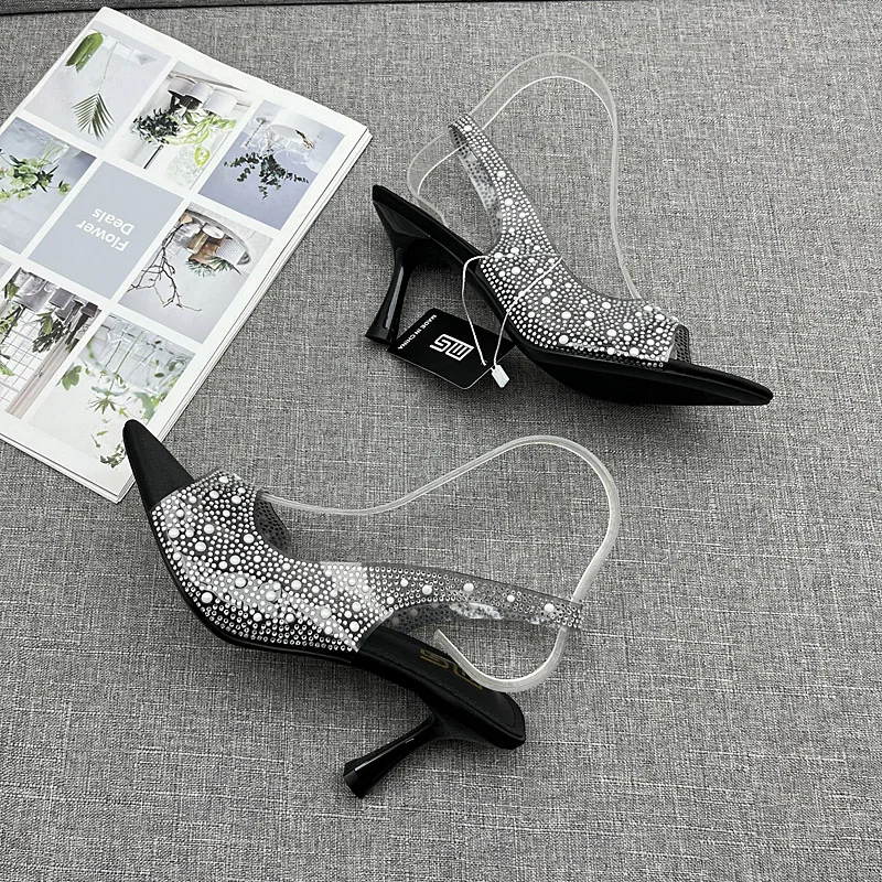 Женские Современные сандалии новинка 2024 прозрачные модные туфли из ПВХ на