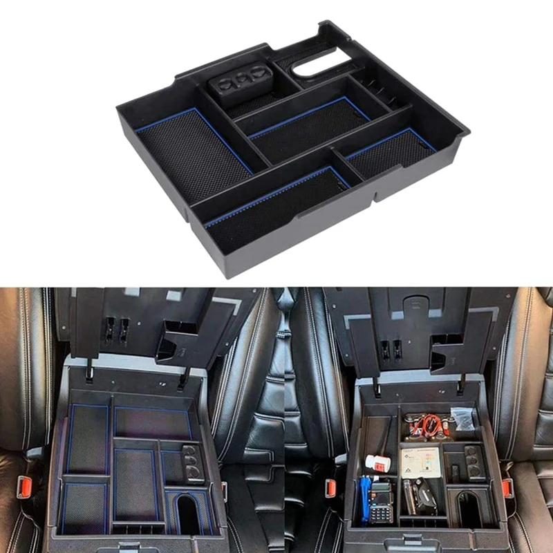 

For 2014-2019 2020 2021 Toyota- Central Console Organizer Armrest Storage Box Pallet Organizer Tray Glove Box Blue