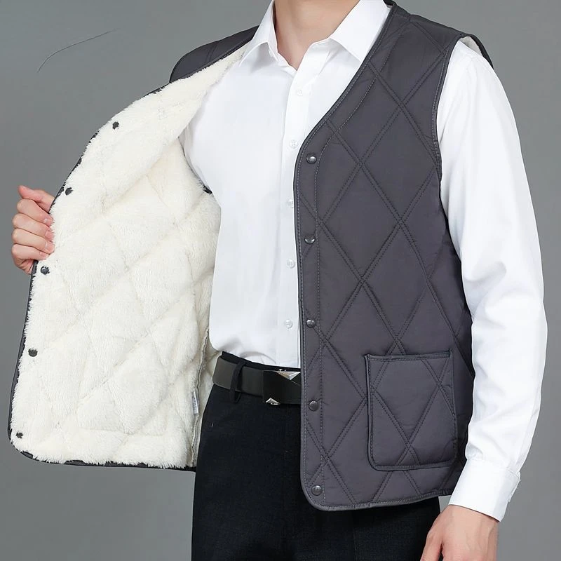 

Мужская короткая куртка без рукавов, пуховая однотонная куртка из хлопка с бархатной подкладкой, жилет на осень и зиму, 2023, V87