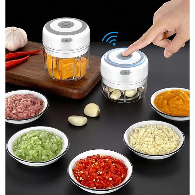

NEW2023 100/250ml Electric Garlic Masher Mini Chopper Vegetable Chili Meat Ginger Masher Machine USB Charging Blenders Kitchen G