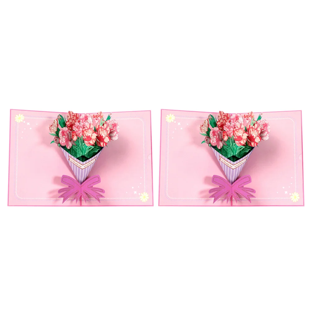

2pcs Carnation Floral Greeting Cards Greeting Cards for Birthday Congratulations