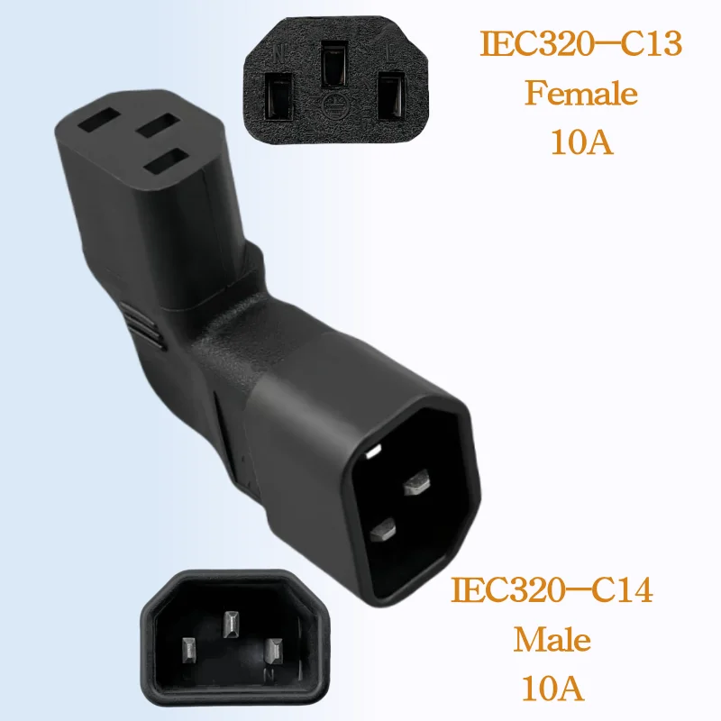 IEC C14 TO C13 Адаптер питания с левым и правым изгибом IEC320 onnector Converter Разъем папа-мама