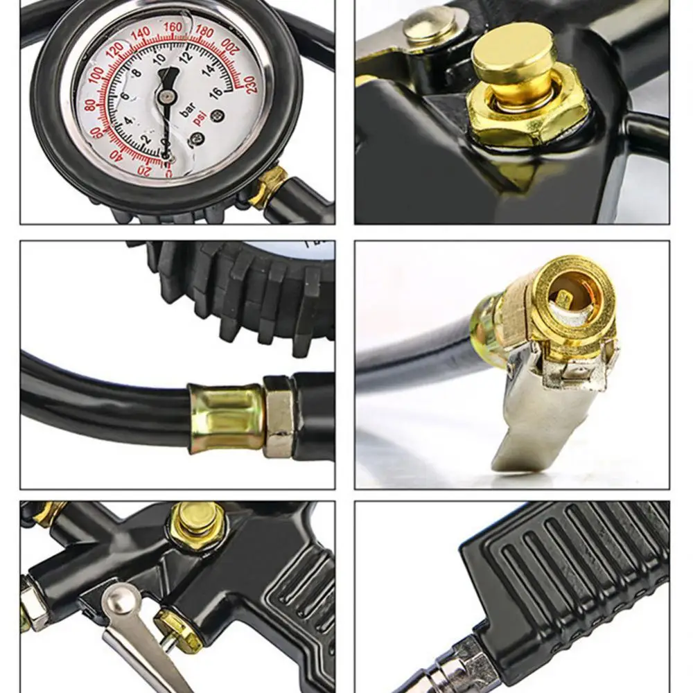 

Durable Can Deflate Car Tires Air Gun Barometer Tire Pressure Gauge Portable Inflator Pumps Tire Repair Tools Universal