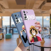 luffy one piece cartoon for samsung galaxy s21 s22 pro s20 fe s10 note 20 10 plus lite ultra liquid silicone rope phone case