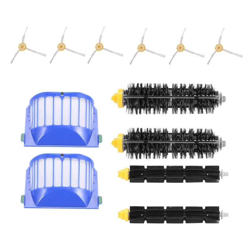 

2 Blue Aerovac Filter+2 Set Main Brush Kit+6 Side Brush For Irobot Roomba 600 Series 620 630 650 660 Accessory Replacment