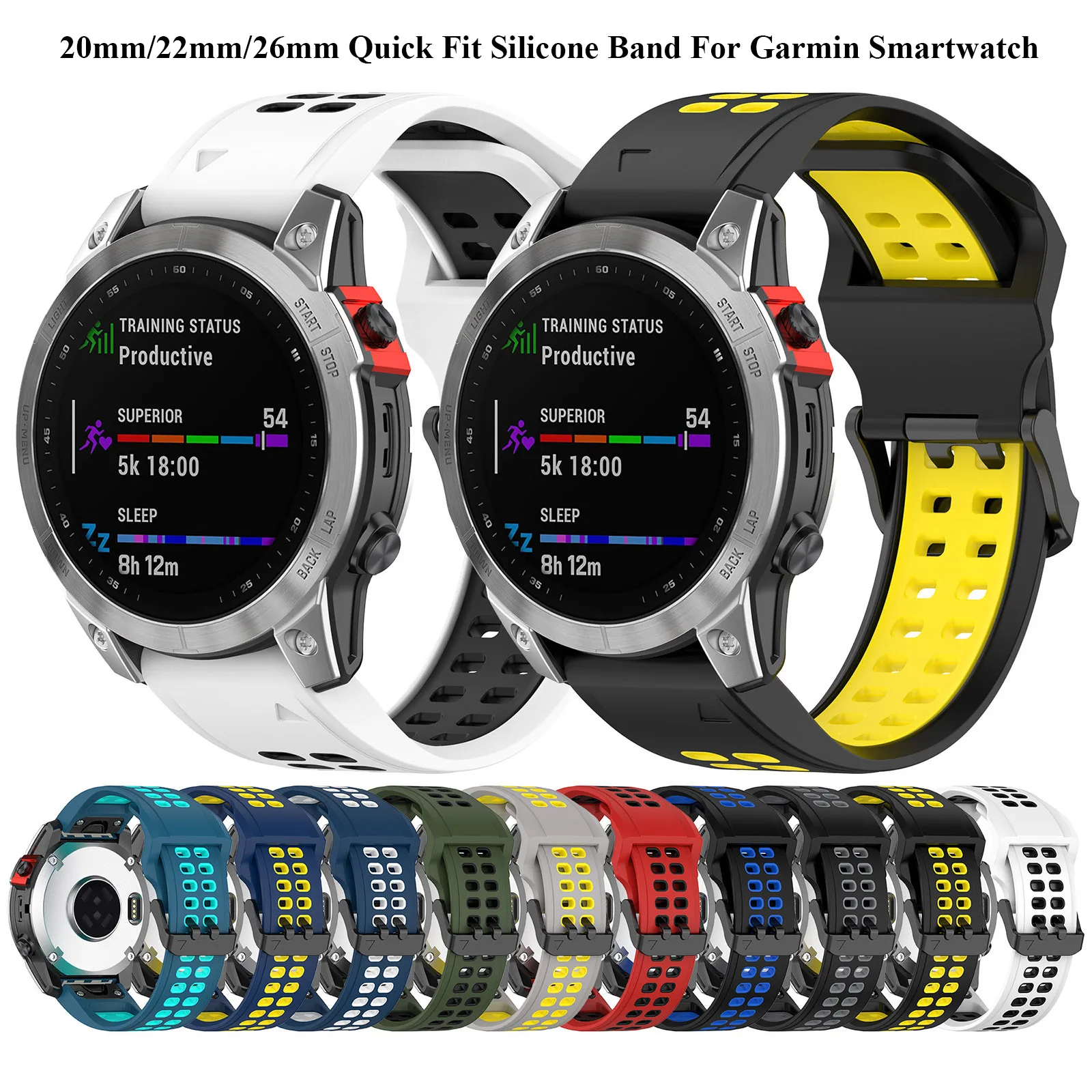 

20/22/26mm Quick Release Two-color Strap for Garmin Fenix7/7x/7s Quick Fit Band Suitable for Garmin Fenix7/6S/5X Watch Band