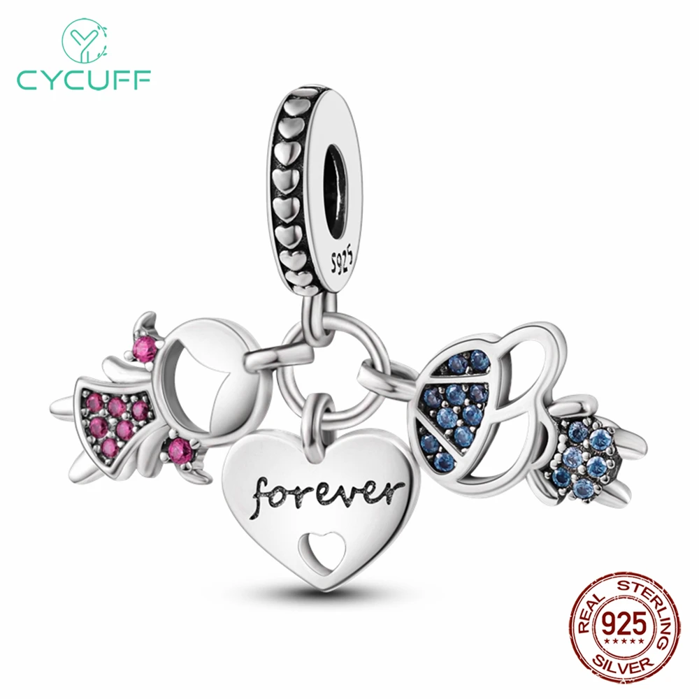 

CYCUFF 2023 New 925 Sterling Silver Romantic Heart Series Charms Beads Original Bracelet DIY Mother's Day Jewelry Gifts