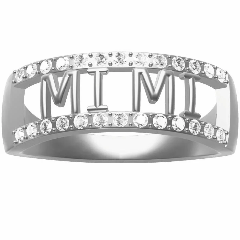 

Mifeiya Popular Hollow Lettering 'MI MI" Ladies Ring with Clear AAA Crystal Rhinestone Zircon for Women Party Wedding Jewelry