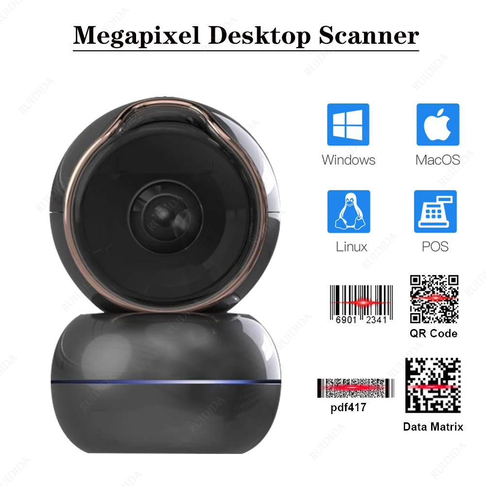 

qr Barcode Reader High-Speed Desktop Supermarket Wired Scanner 1d 2d Bar Reader Table Hand-free PDF417 DM Code Scanner for Store