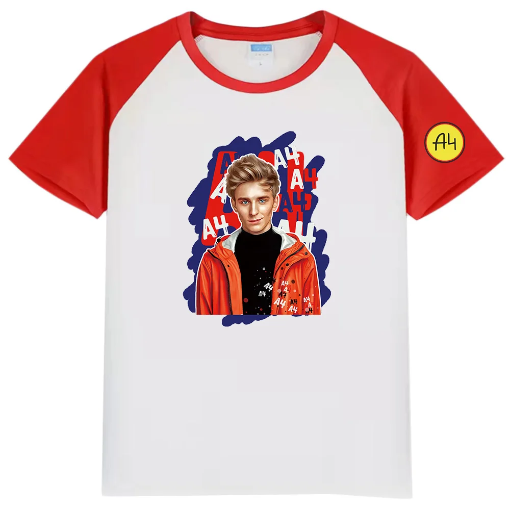 Merch A4 Tshirt Summer Cartoon Lamba Print Children's T-Shirt Casual O-neck Short Sleeve Boy Girl T Shirt Tops Tee 100% Cotoon