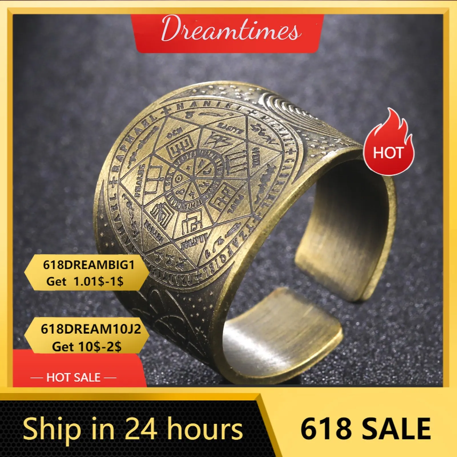 Dreamtimes The 7 Archangels Seal of Solomon Ring Punk Hexagram Rings For Men Metatron Cube Symbol Amulet Jewelry anillo hombre