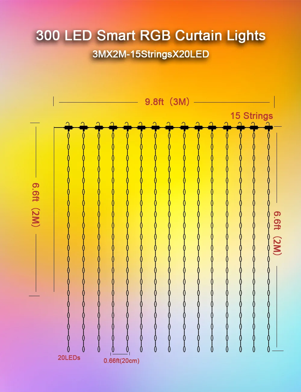 

Bluetooth RGB светодиодные занавески SAGE LU MEI