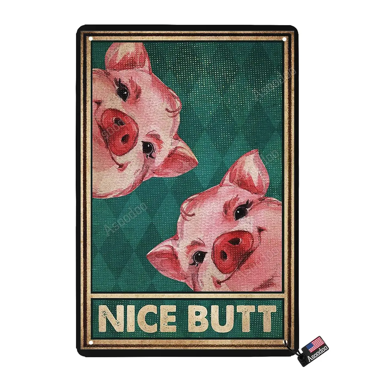 

Two Pigs Nice Butt Bathroom Sign Toilet Wall Decoration Retro Vintage FarmhouseStyle For Shower Room Dressing Room Cave Rustic