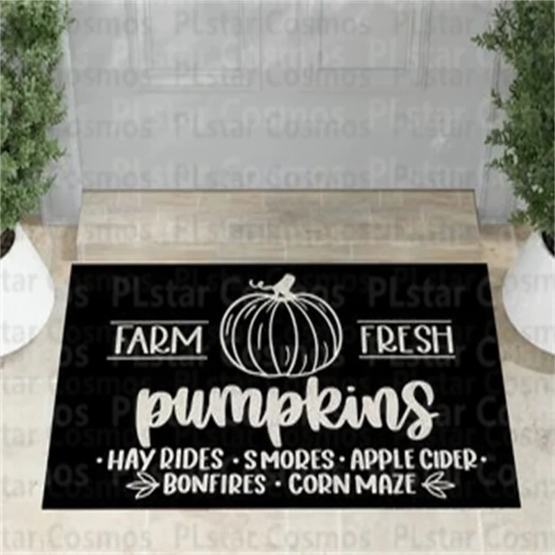 

Дверной коврик с тыквой, причудливый осенний коврик, внутренний подстилка, симпатичный осенний коврик, коврик с тыквой, ферма, деревенский, винтажный, дверной коврик