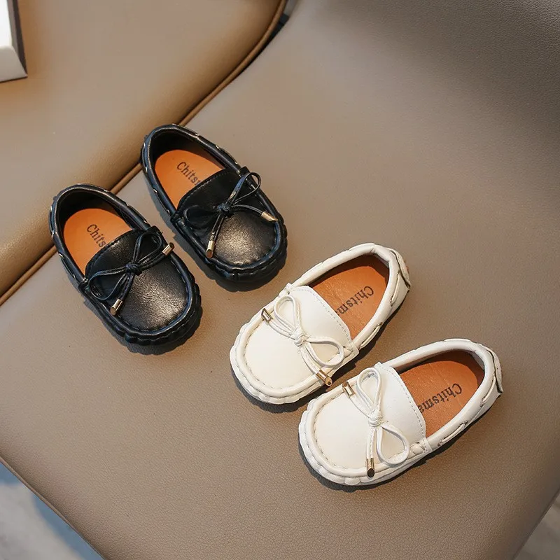 

Детская демисезонная повседневная обувь CAPSELLA для мальчиков и девочек, Нескользящие лоферы на плоской подошве с бантиком, размеры 21-35