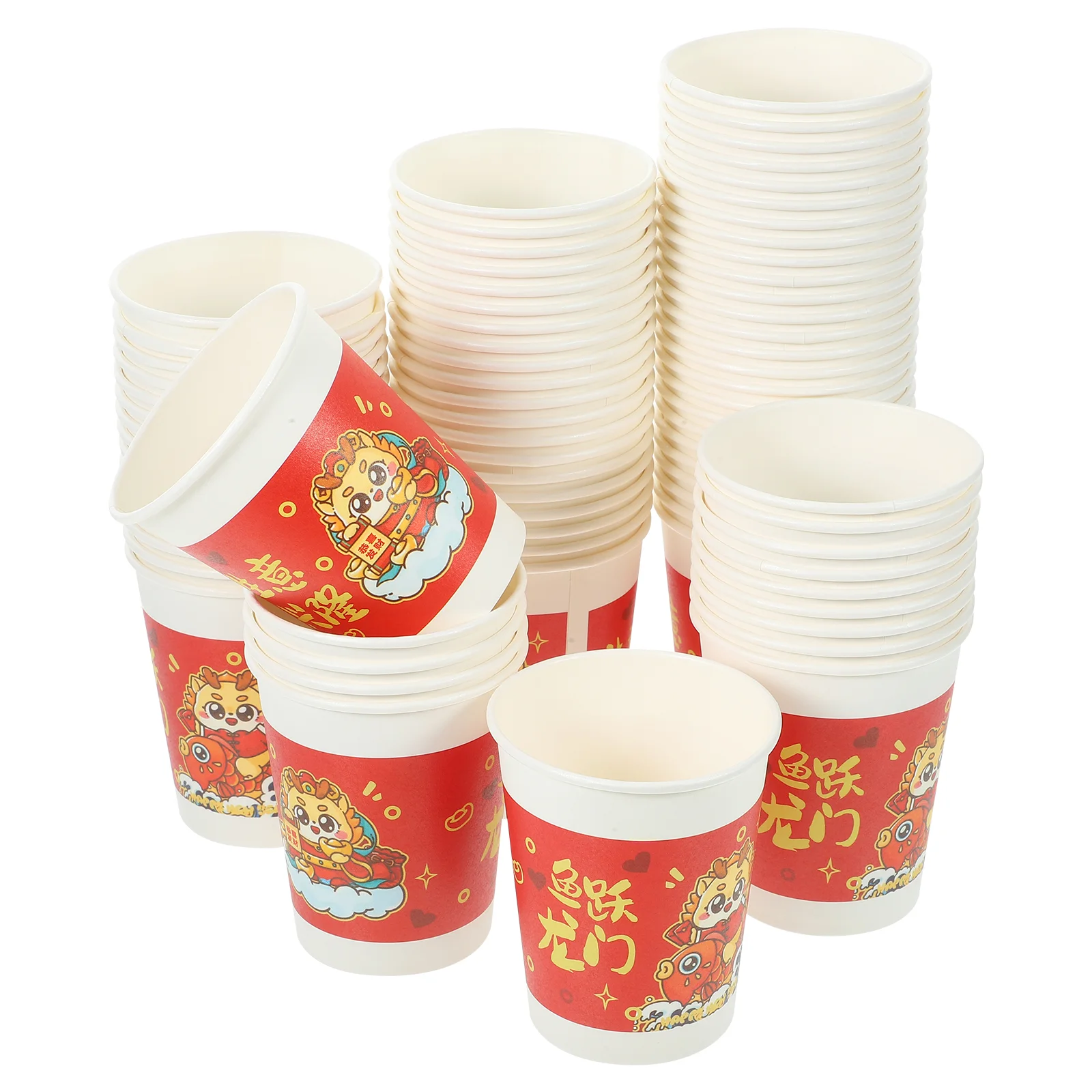 

100 Pcs Banquet Drinking Cups New Year Paper Festival Red Office Water Coffee Party Supplies