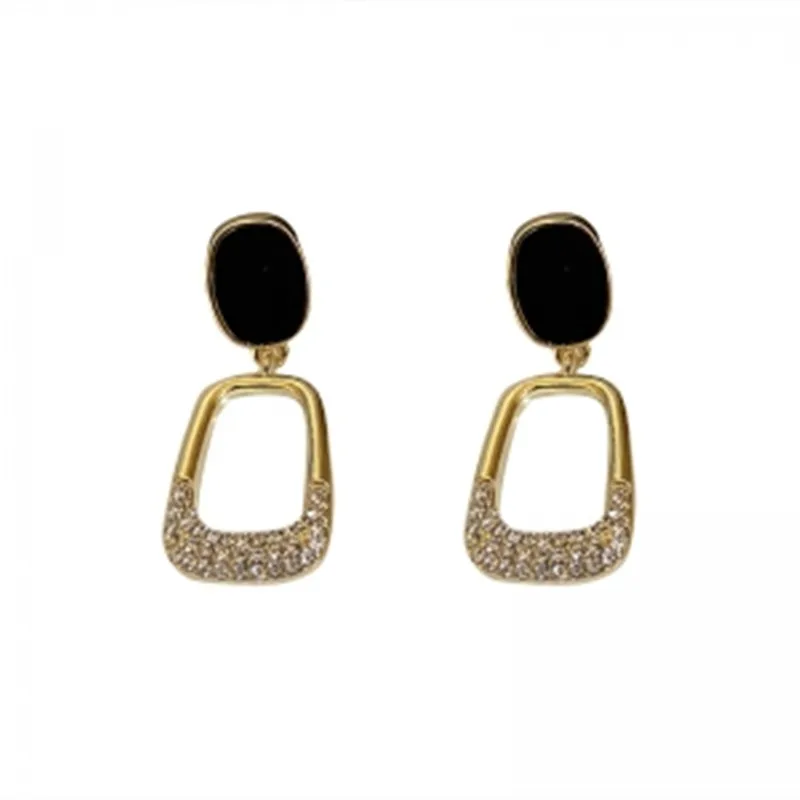 

PTQASP S925 Silver Needle Korean Black Geometric Square New Temperament High Sense Atmospheric Earrings Jewelry Women's Wedding