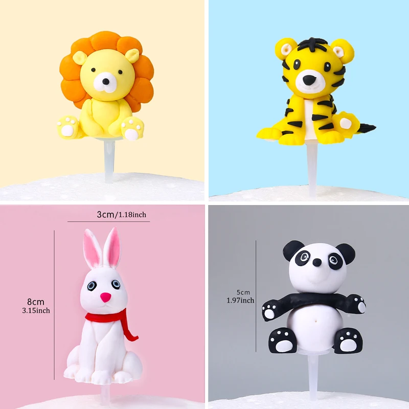 

Lion Panda Tiger Rabbit Birthday Decorations Cake Topper Baking Cake Decor Happy Birthday Party Decor Kids Party Supplies