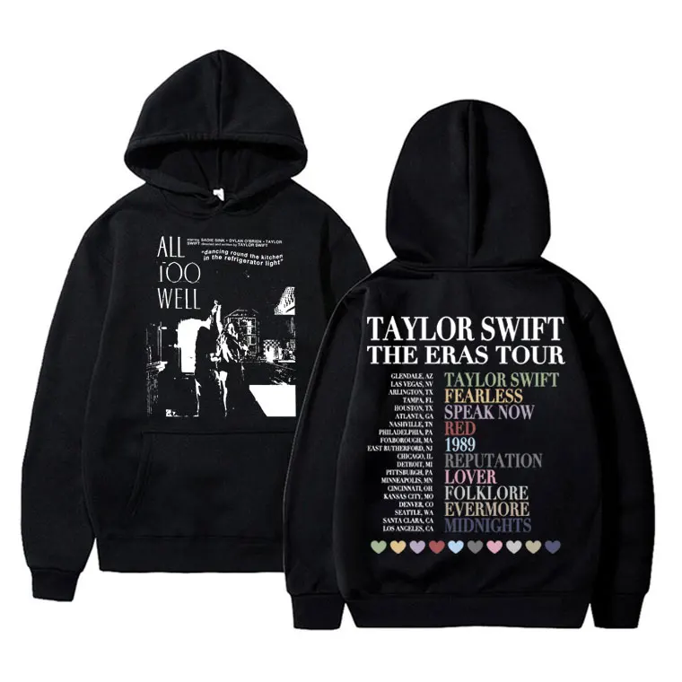 

Taylor All To Well The Tour 2023 Hoodie Midnights Rain Print Hooded Men Women Autumn/Winter Oversized Pullover Fleece Sweatshirt