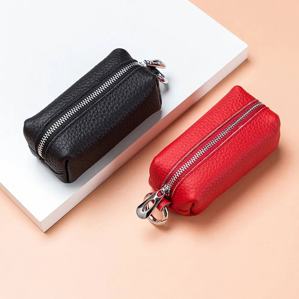 

Portable Storage Bag Wallet Leather Credit Card Keys Travel Date Key Chain Purse Coin Organizing with Zipper Handbag