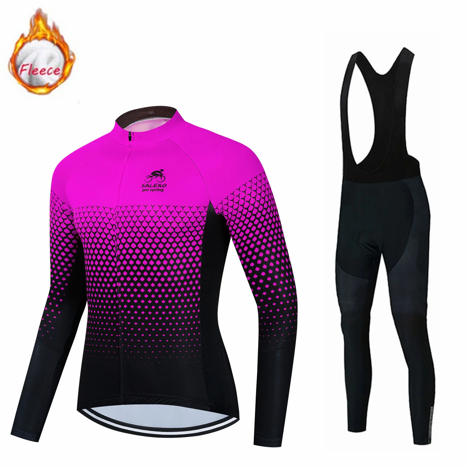 SALEXO 2022 New Winter Cycling Clothes Long Sleeve Clothing Riding Jersey Set Thermal Fleece Maillot Ropa Ciclismo Invierno