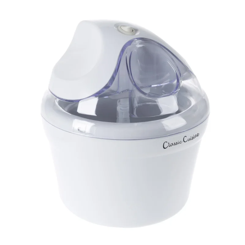 

Classic Cuisine Ice Cream Maker- Makes Sorbet, Frozen Yogurt, 1 Quart Capacity Machine Includes Easy-To-Make Recipes, White