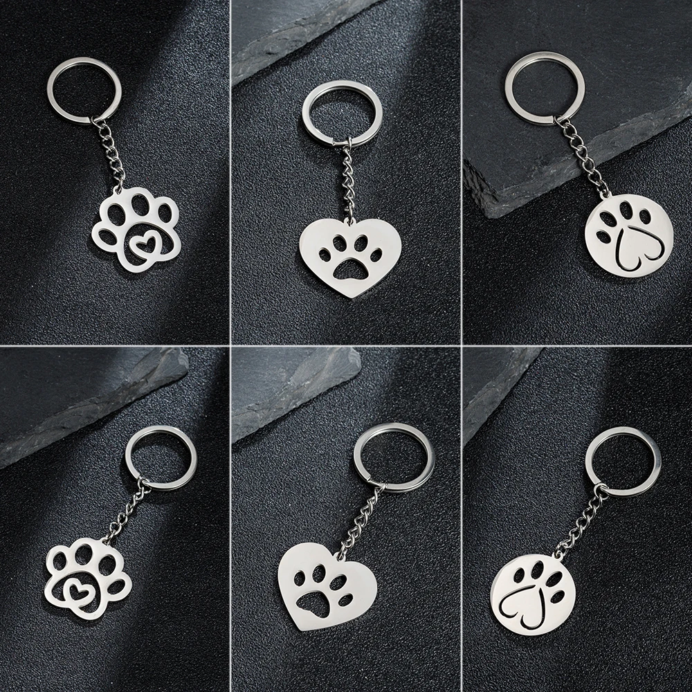 1 шт. брелок Jisensp из нержавеющей стали в виде собачьей лапы