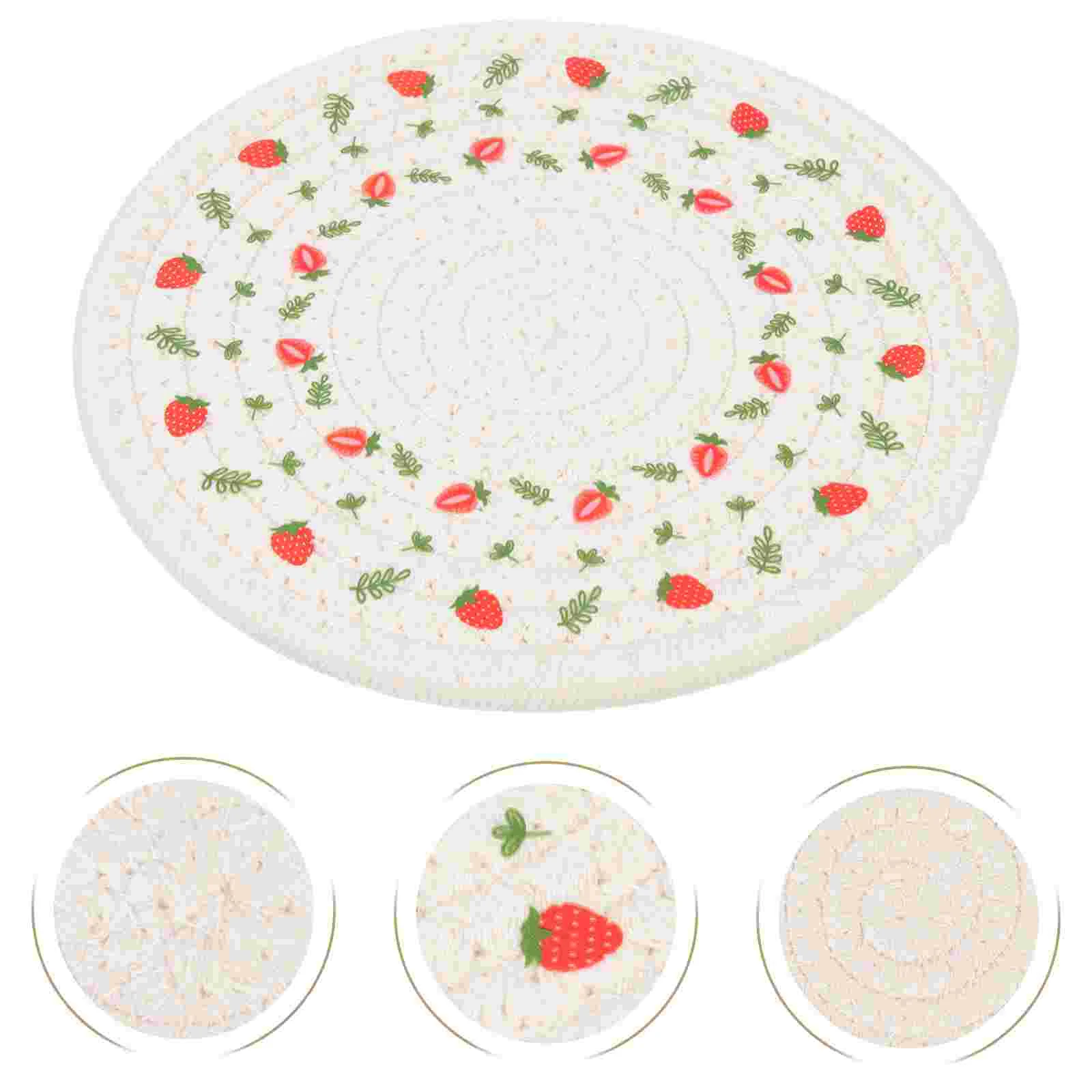

2Pcs Heat-resistant Woven Placemat Anti-skid Round Coaster Party Table Woven Cutlery Cushion