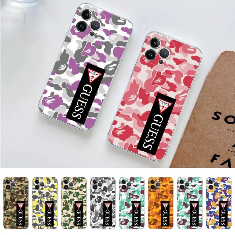 

Luxury Guess Camouflage Pattern Camo military Army Phone Case for iPhone 11 12 13 mini pro XS MAX 8 7 6 6S Plus X 5S SE 2020 XR