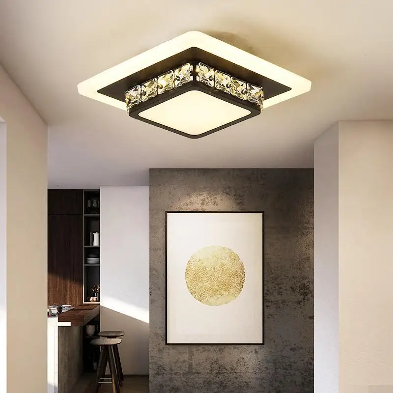 Modern Crystal Ceiling Lights LED Lamp for Living Room Bedroom Study White Black Surface Mounted Lighting Decoration Chandelier