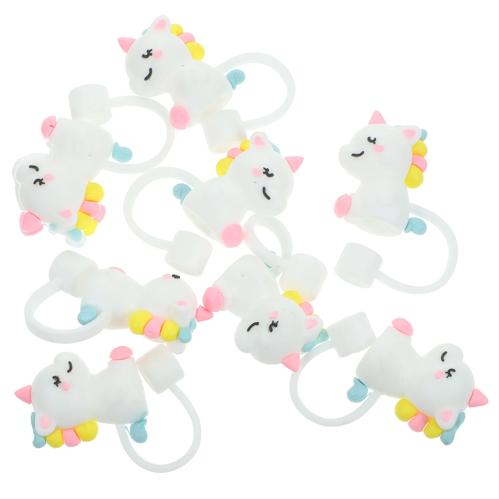 

8 Pcs Unicorn Straw Plugs Silicone Straws Tips End Cover Cute Reusable Drinking Cap Caps Stopper Silica Gel Covers