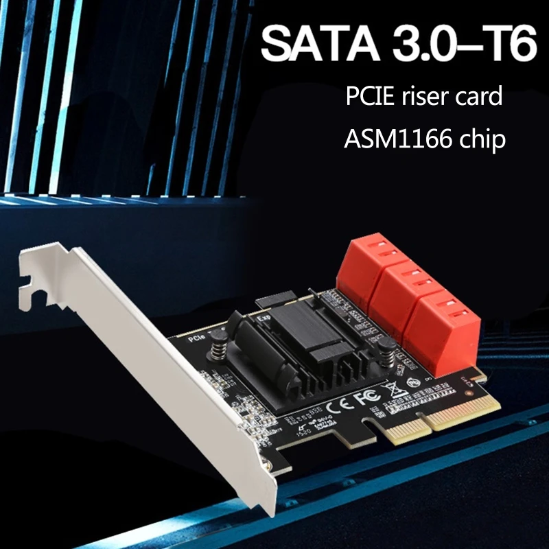 Плата расширения PCIe Sata 3 0 6-портовый контроллер с низкопрофильным кронштейном для