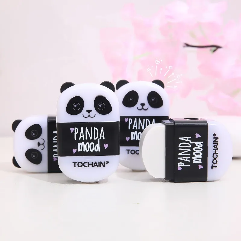 

1pcs Kawaii Animal Eraser Cartoon Panda Mood Eraser with Pencil Sharpener Rubber Cleaning Tools Office School Student Supplies