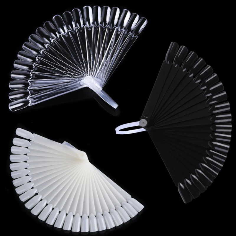 

Color Card False Nail Tips Fan Transparent White Round Fake Nails Manicure Nail Art Decorations Practice Display Design Tools