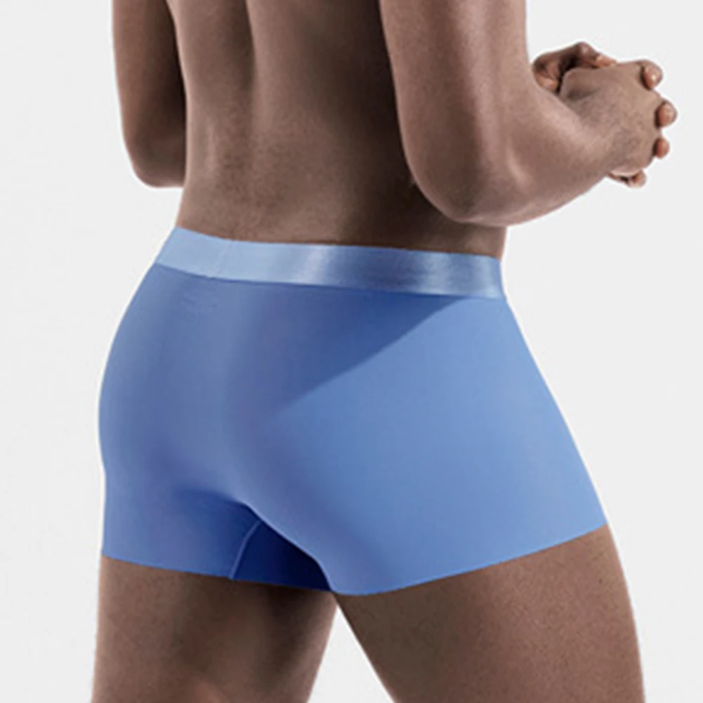 

Seamless Trunks Mens Ice Silk Boxer Sexy Briefs Breathable Pouch Underwear Wide Waistand Shorts High Elastic Underpants Slip