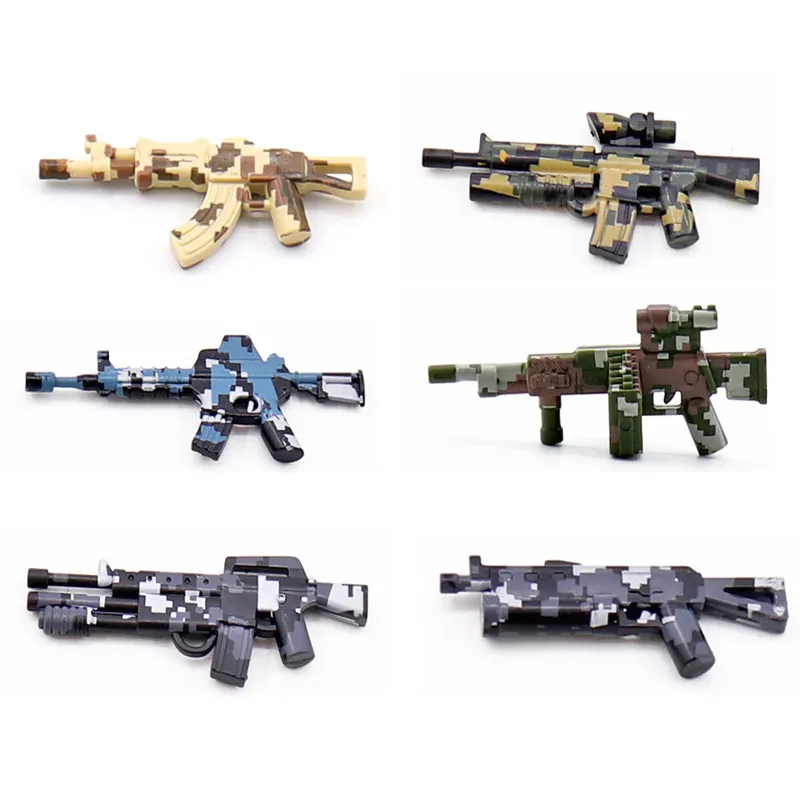 Строительные блоки: оружие MOC 6 шт./лот разрисованный Камуфляжный пистолет M4A1 LSAT