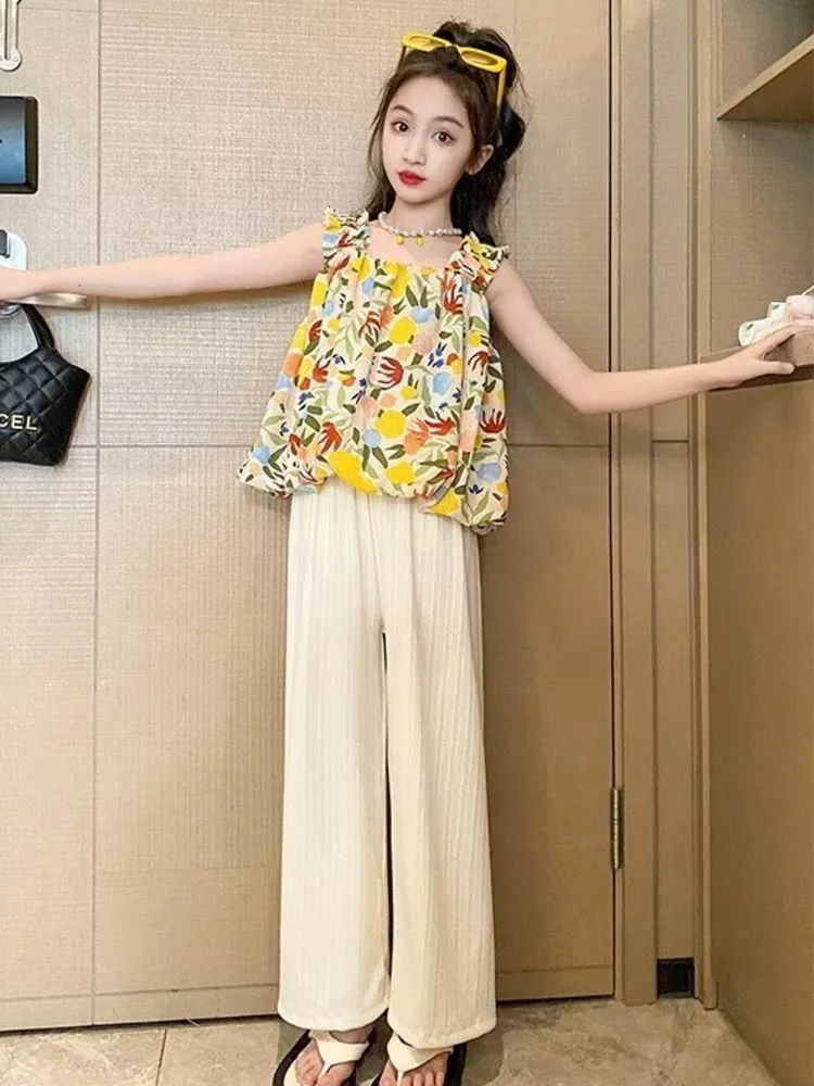 Летний комплект для девочек новинка модный летний жилет детей среднего и