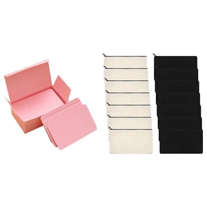 100X Memory Cards Blank DIY Graffiti Word Cards Net (Pink) & 14PCS Canvas Makeup Bags Zipper Pouch Bags