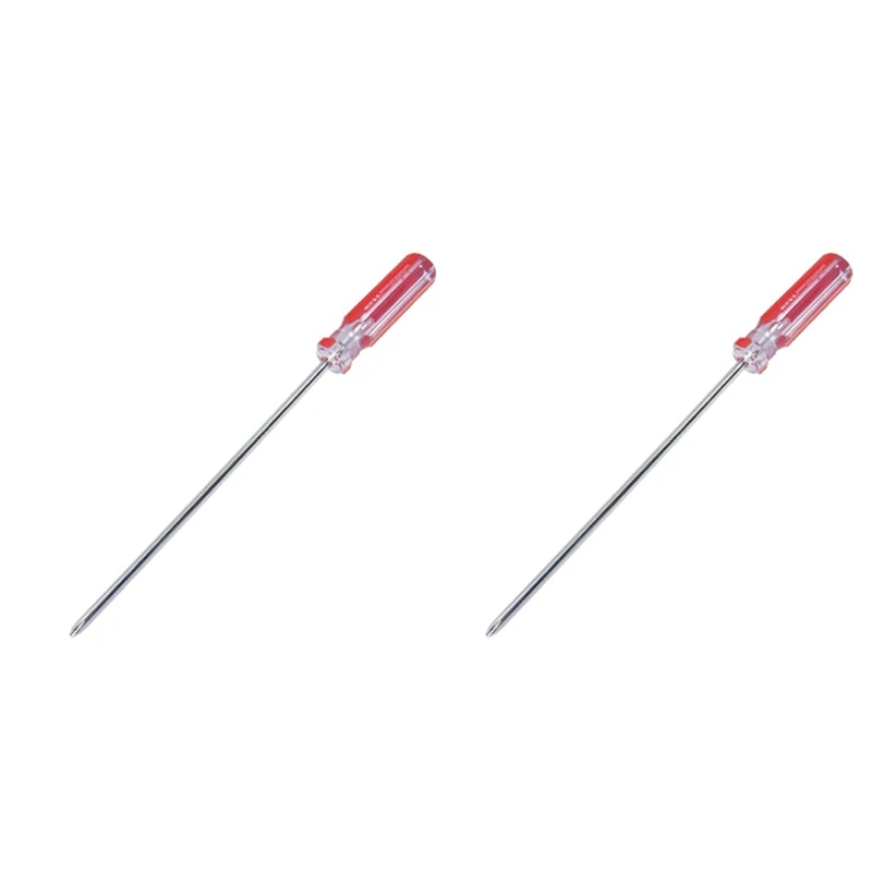 

2Pcs 6Mm Cross Tip Long Blade Screwdriver Hand Tool Red + Transparent