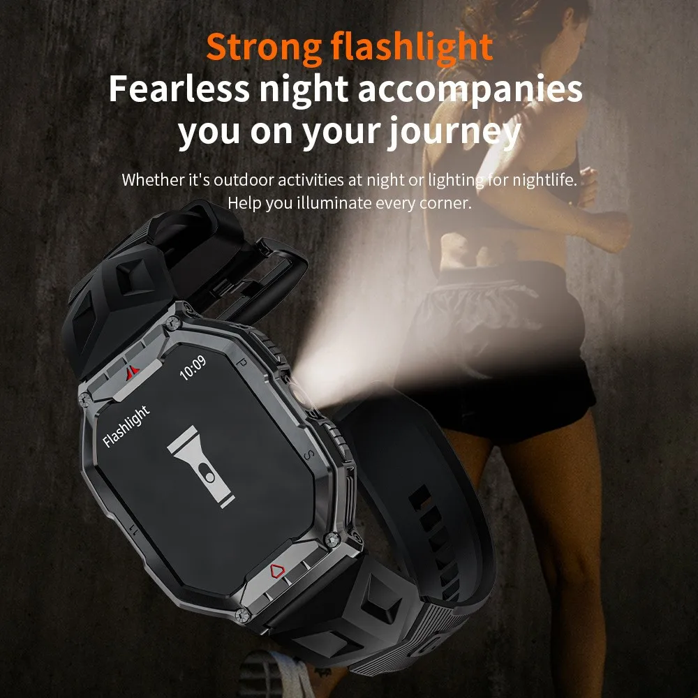 Спортивные Смарт-часы LOKMAT с компасом фонариком водонепроницаемыми до 5 АТМ