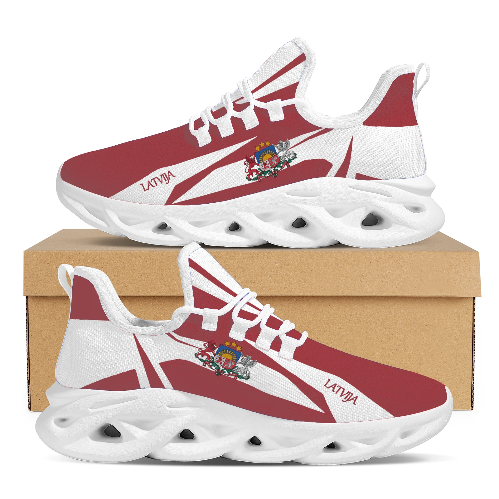 INSTANTARTS Latvia National Emblem Red Lion Women's Comfortable Casual Walking Shoes Outdoor Colorful Breathable Running Shoes