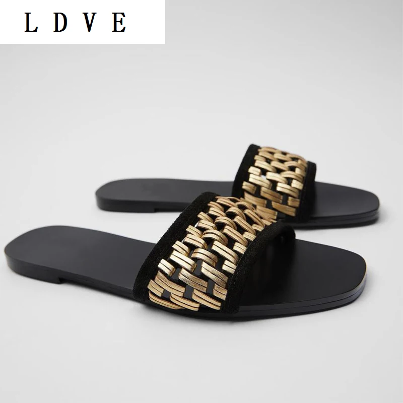 

Summer woven Slides beach women slides casual slip on women flat slippers