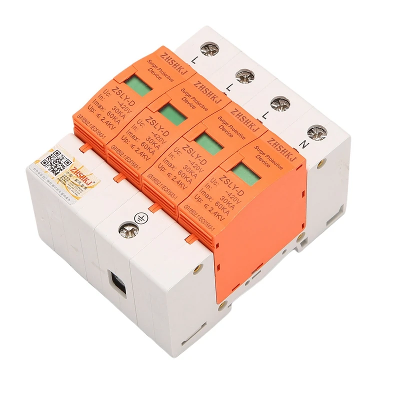 

4P 60KA 420V Surge Protection For House Low Voltage Arresters Protector Surge Protective Device Guide Rail Installation