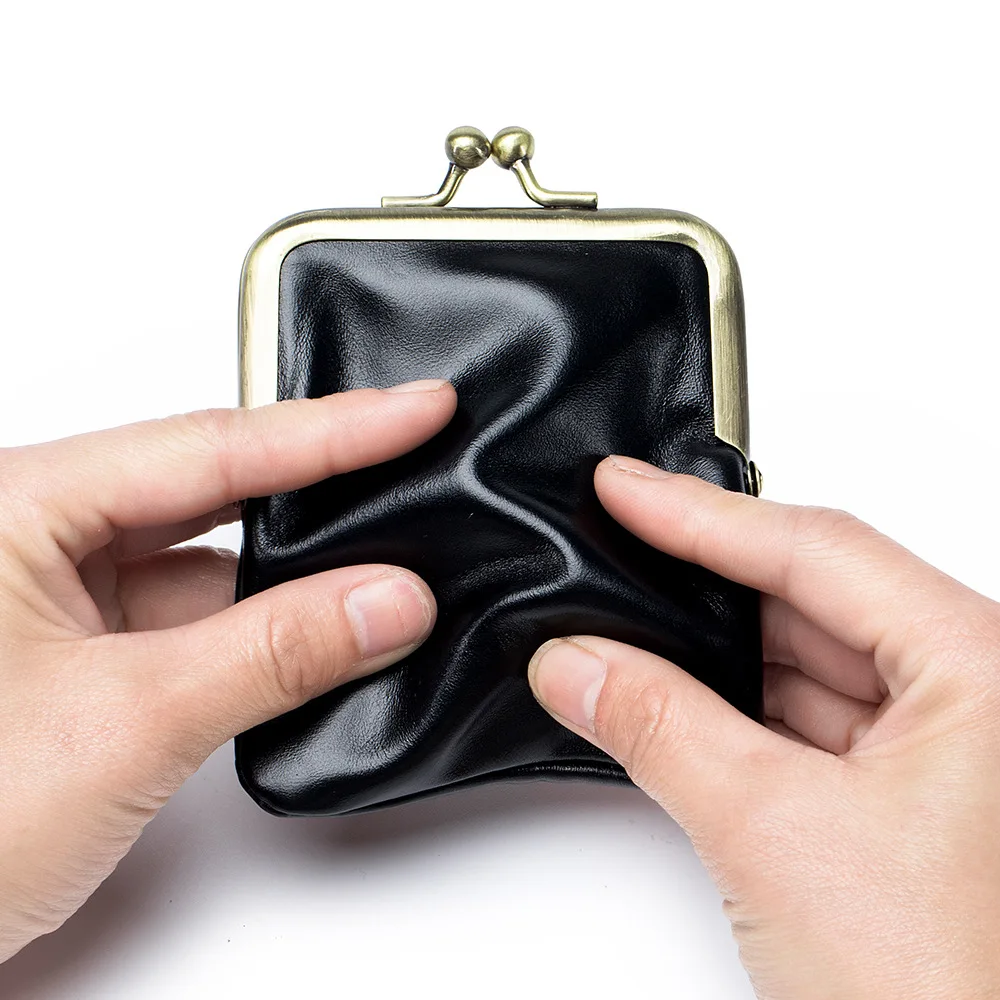 Leather Women Coin Purse Mini Money Clip Wallet Oil Wax Card Holder Lady Lipstick Storage Pocket Kids Money Change Key Earbuds