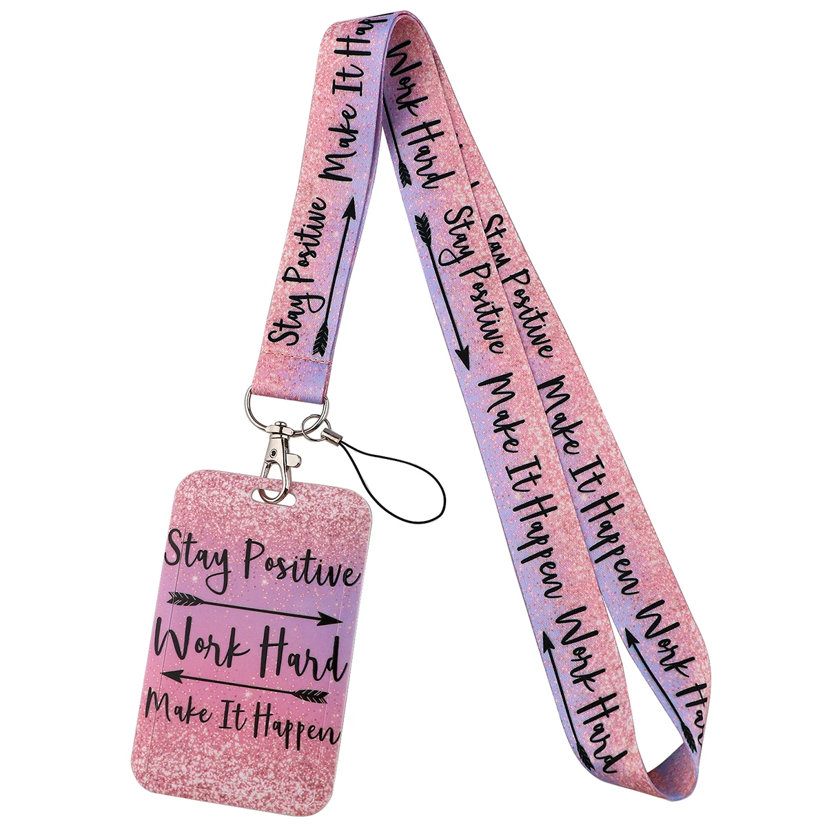 

Quotation Stay Positive Lanyard Rope Keychain for Key Neck Strap ID Name Badges Holder Mobile Phone Work Pass Card Accessories