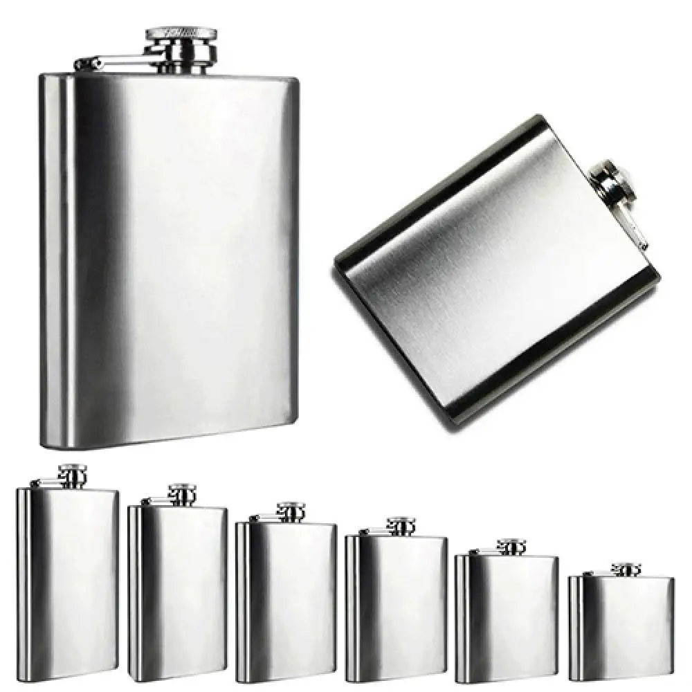 Portable 4 5 6 7 8 10 Oz Stainless Steel Hip Liquor Whiskey Alcohol Flask Cap