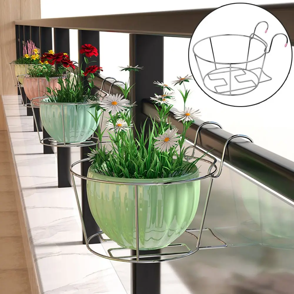Стильный подвесной стеллаж для цветочных горшков из нержавеющей стали домашнего