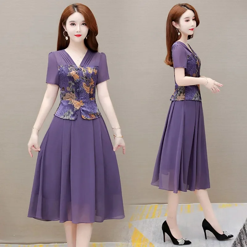 Ципао фиолетовое улучшенное для женщин Новинка лета 2023 темпераментное женское